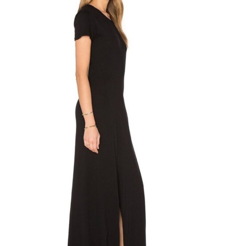 AG Adriano Goldschmied black cotton maxi dress w/ side leg split - size small - Picture 2 of 5